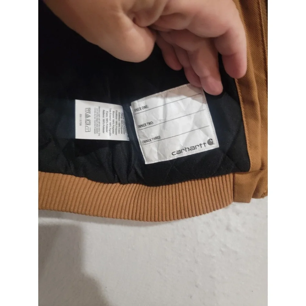 Carhartt Active Jacket Kids 12M Brown Excellent Quilted‎ Lined Canvas Hooded